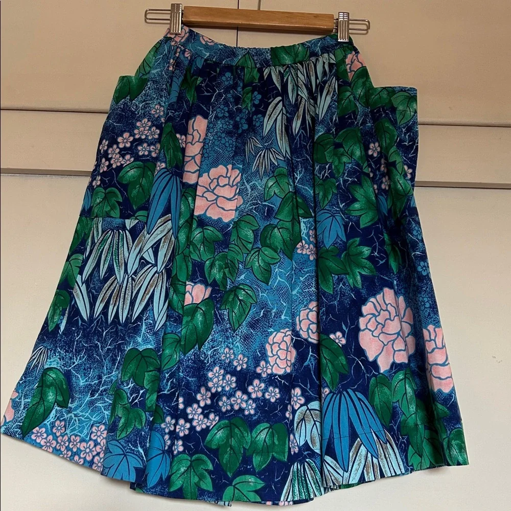 Scout for Loco Lindo Blue Barkcloth Floral Cotton Skirt XS NWOT - Picture 3 of 3